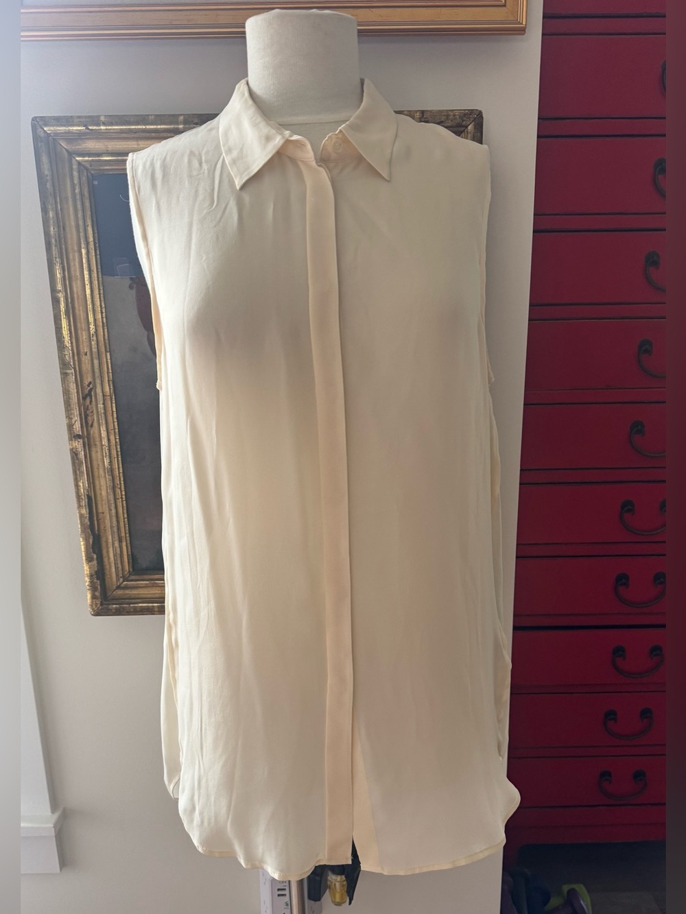 J.Crew 100% Silk Creme Color loose fit 12 Blouse EUC